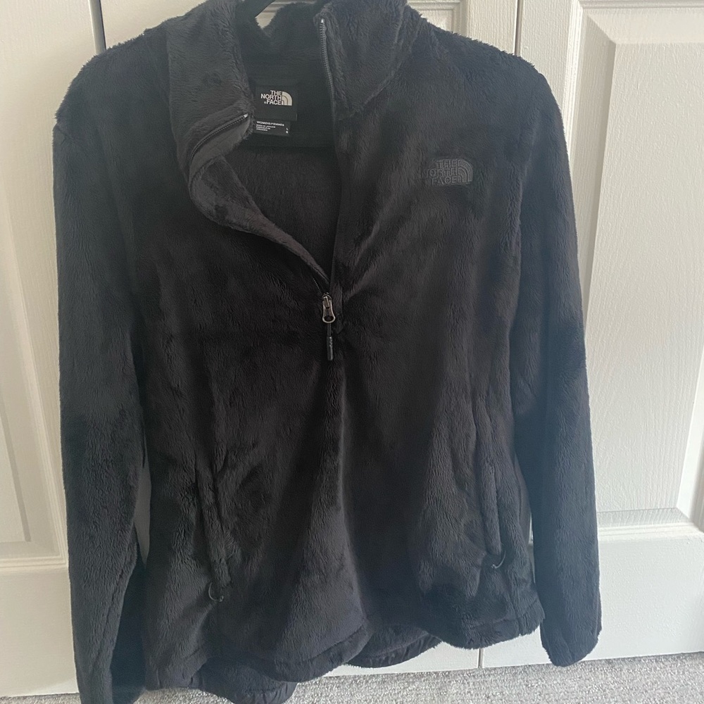 Black Furry North Face Quarter Zip